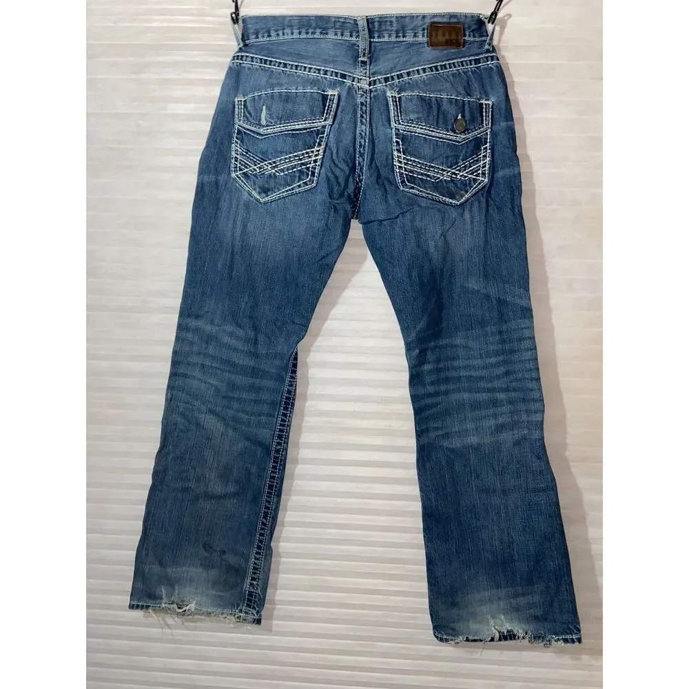 BKE Jeans Mens 32R Carter  Blue Western Cowboy Rancher Denim Distressed